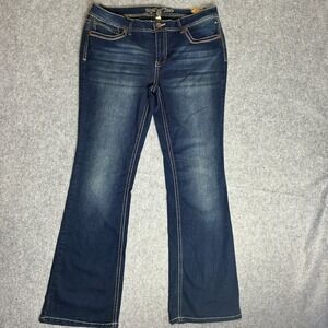 Y2K Myth Of Jade Womens 18W 36x32 Bootcut Jeans Dark Wash Blue Stretch Denim